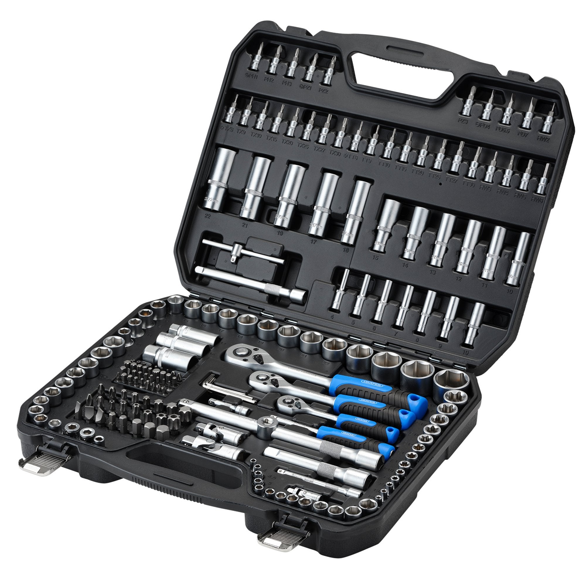 Draper-HI-TORQ®-Metric-Socket-and-Bit-Set,-1/4",-3/8"-and-1/2"-Sq.-Dr.-(188-Piece)