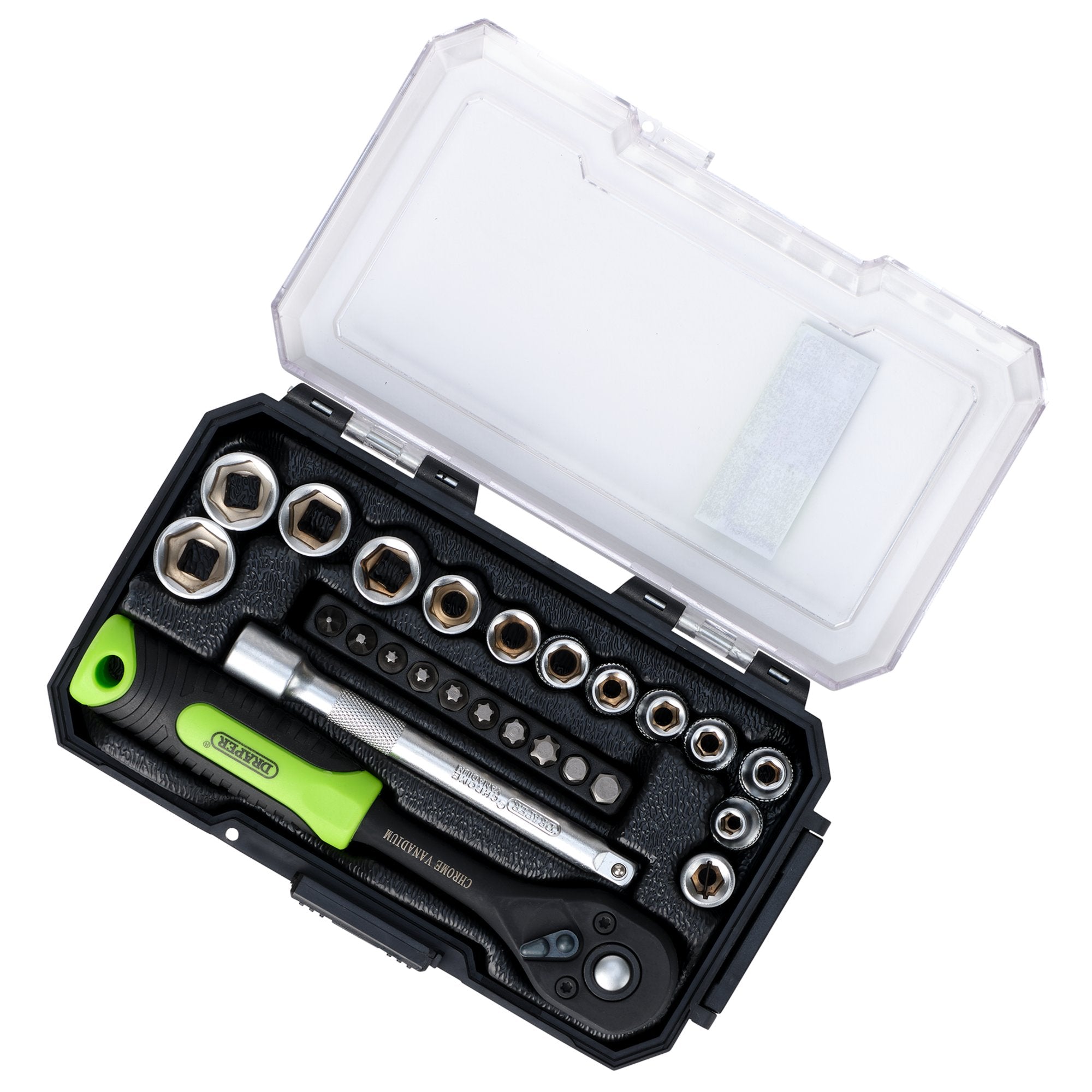 Draper-HI-TORQ®-Metric-Socket-and-Bit-Set,-1/4"-Sq.-Dr.-(25-Piece)