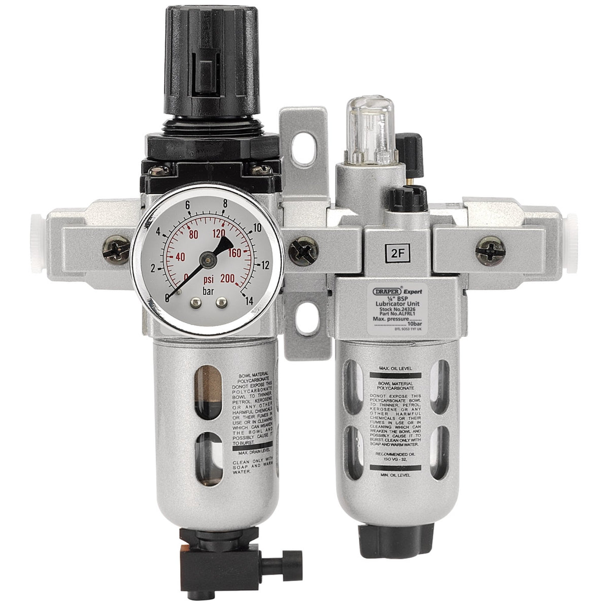 1/4"-BSP-Combined-Filter/Regulator/Lubricator-Unit-(FRL)
