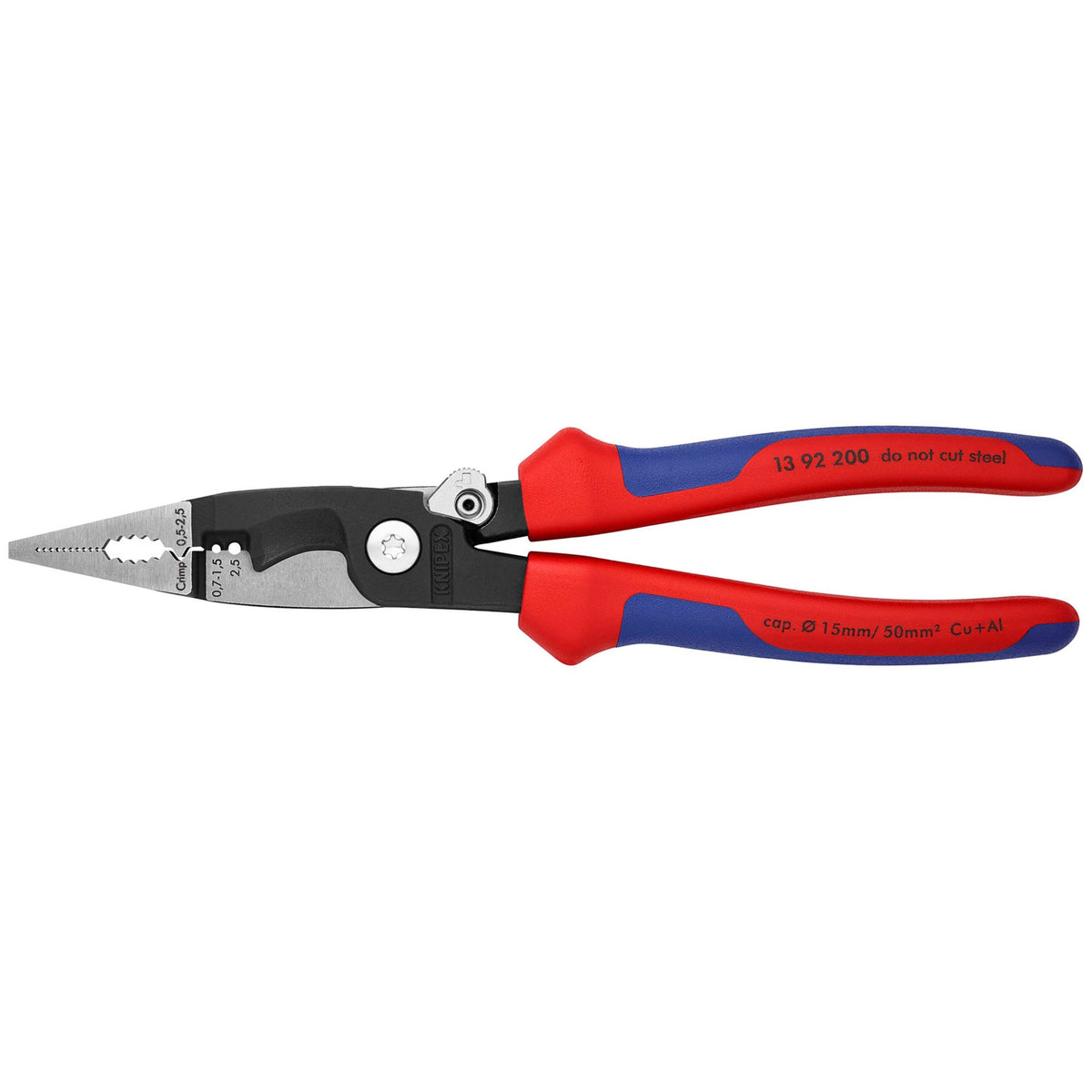 KNIPEX-13-92-200-Pliers-for-Electrical-Installation-with-multi-component-grips-black-atramentized,-200mm
