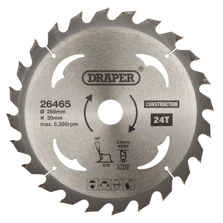 TCT-Construction-Circular-Saw-Blade,-250-x-30mm,-24T