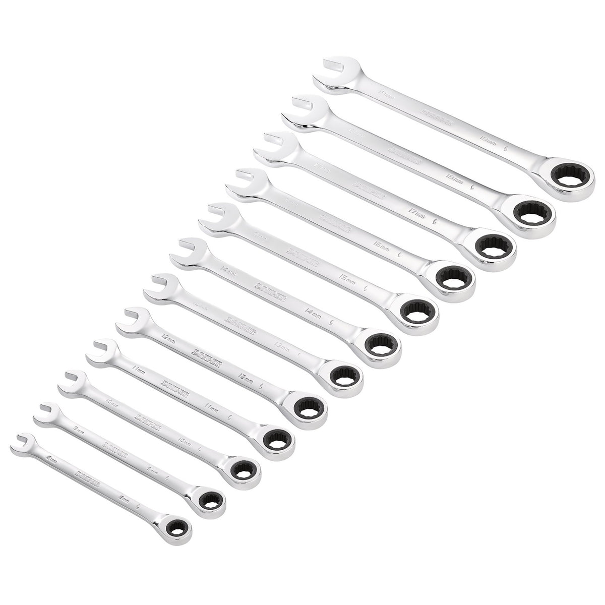 Draper-HI-TORQ®-Metric-Ratchet-Combination-Spanner-Set-(12-Piece)