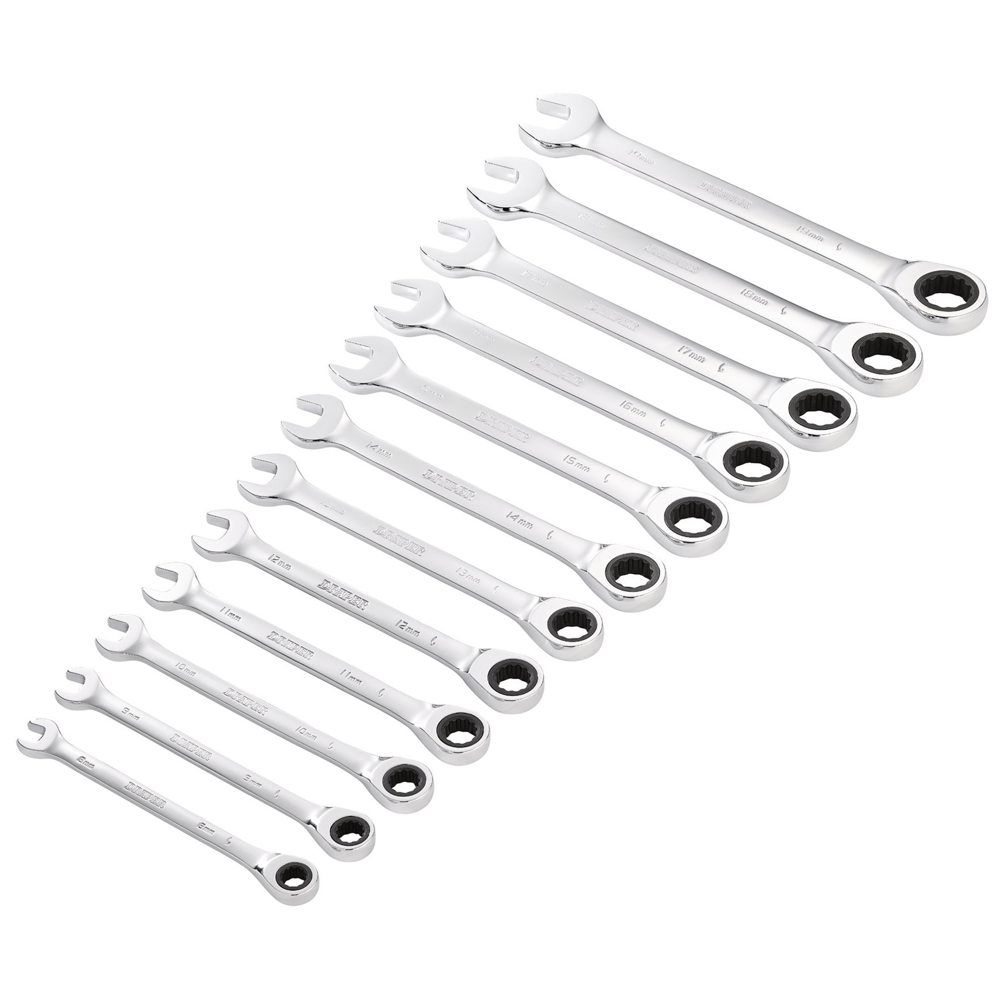 Draper-HI-TORQ®-Metric-Ratchet-Combination-Spanner-Set-(12-Piece)