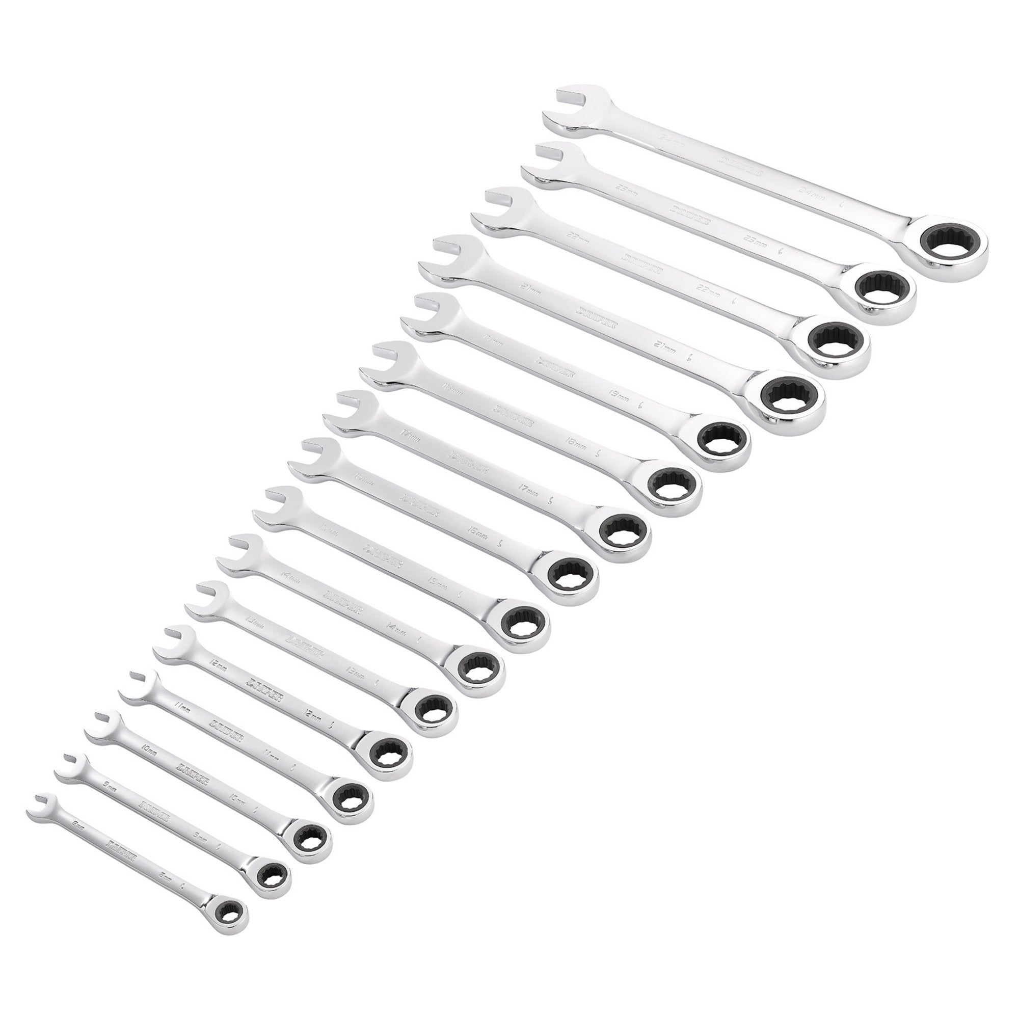 Draper-HI-TORQ®-Metric-Ratchet-Combination-Spanner-Set-(16-Piece)