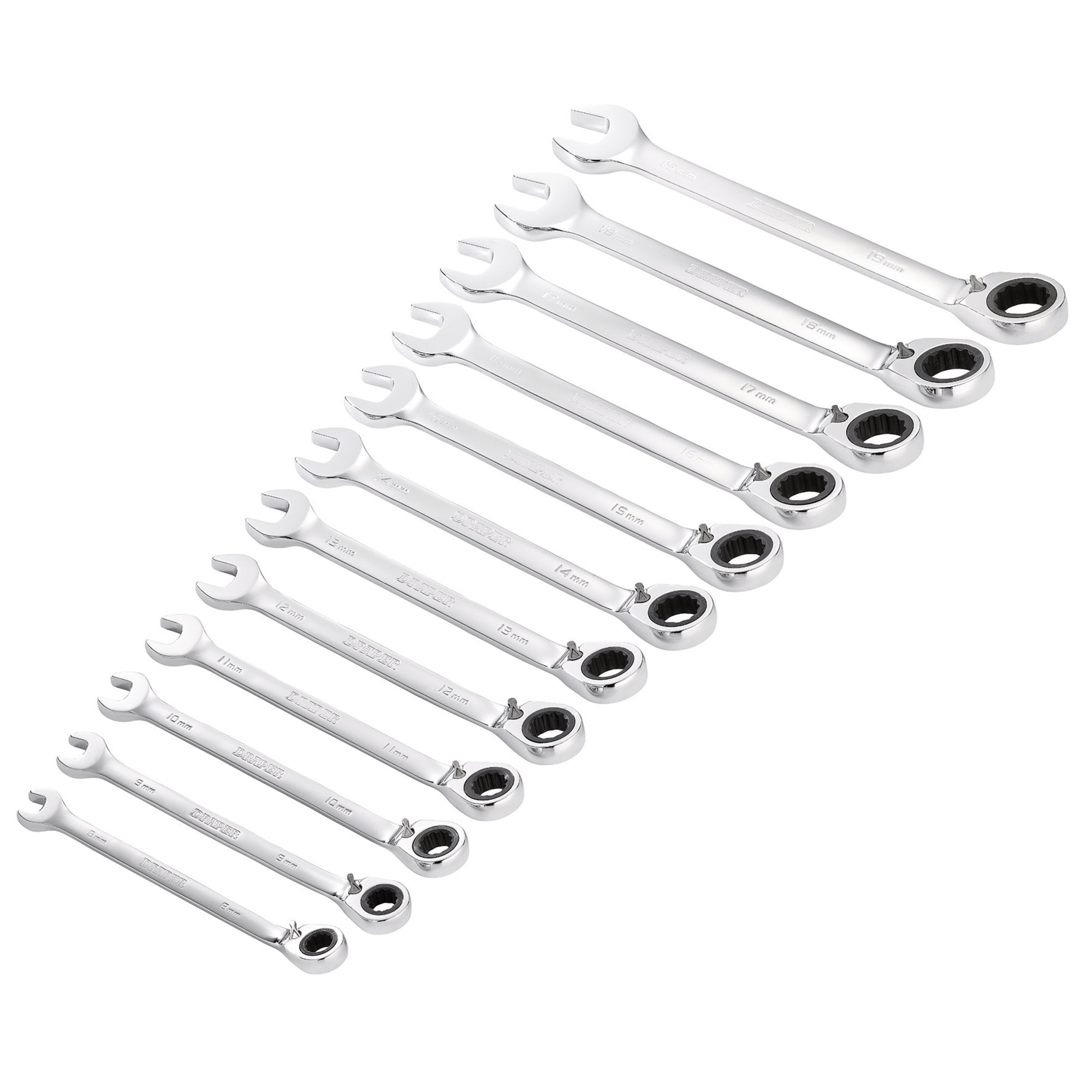 Draper-HI-TORQ®-Metric-Reversible-Ratchet-Combination-Spanner-Set-(12-Piece)