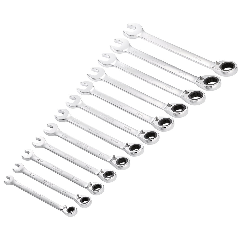 Draper-HI-TORQ®-Metric-Reversible-Ratchet-Combination-Spanner-Set-(12-Piece)