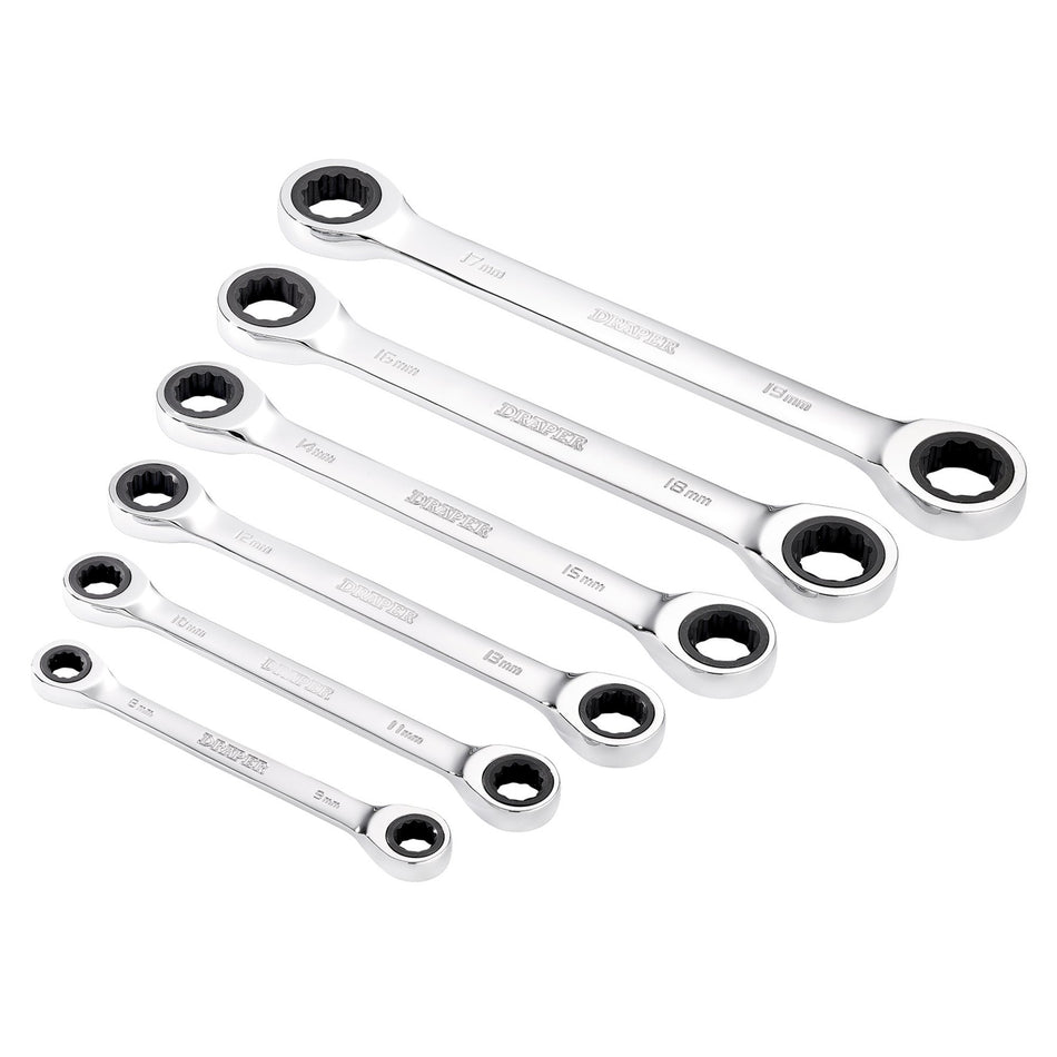 Draper-HI-TORQ®-Metric-Double-Ratchet-Ring-Spanner-Set-(6-Piece)