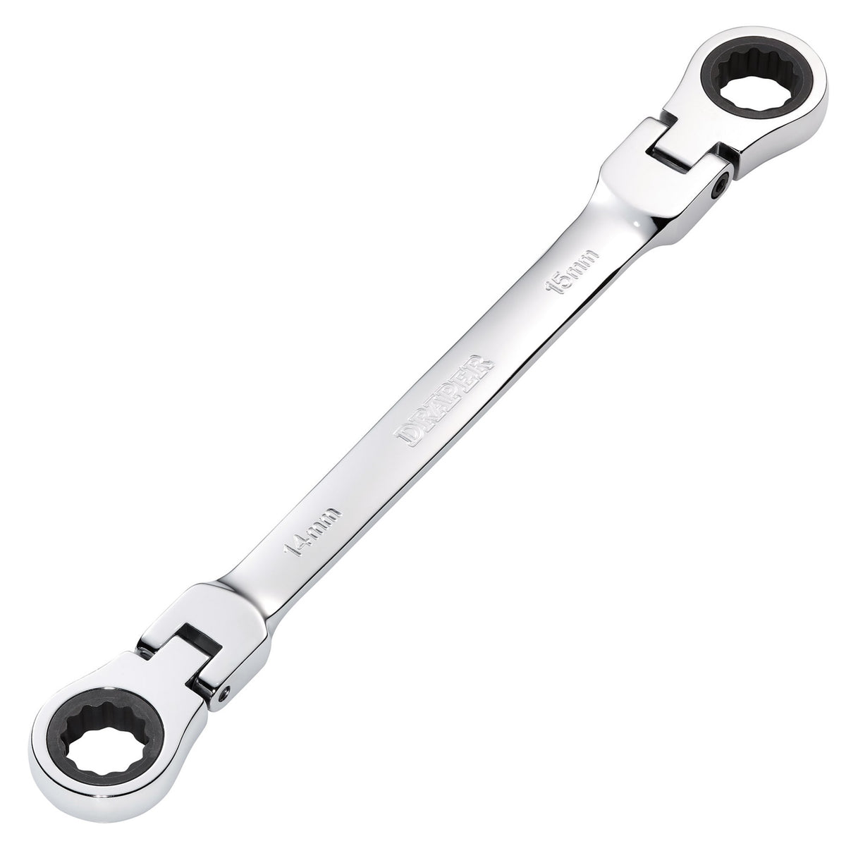 Draper-HI-TORQ®-Metric-Flexible-Head-Double-Ring-Ratchet-Spanner,-14-x-15mm