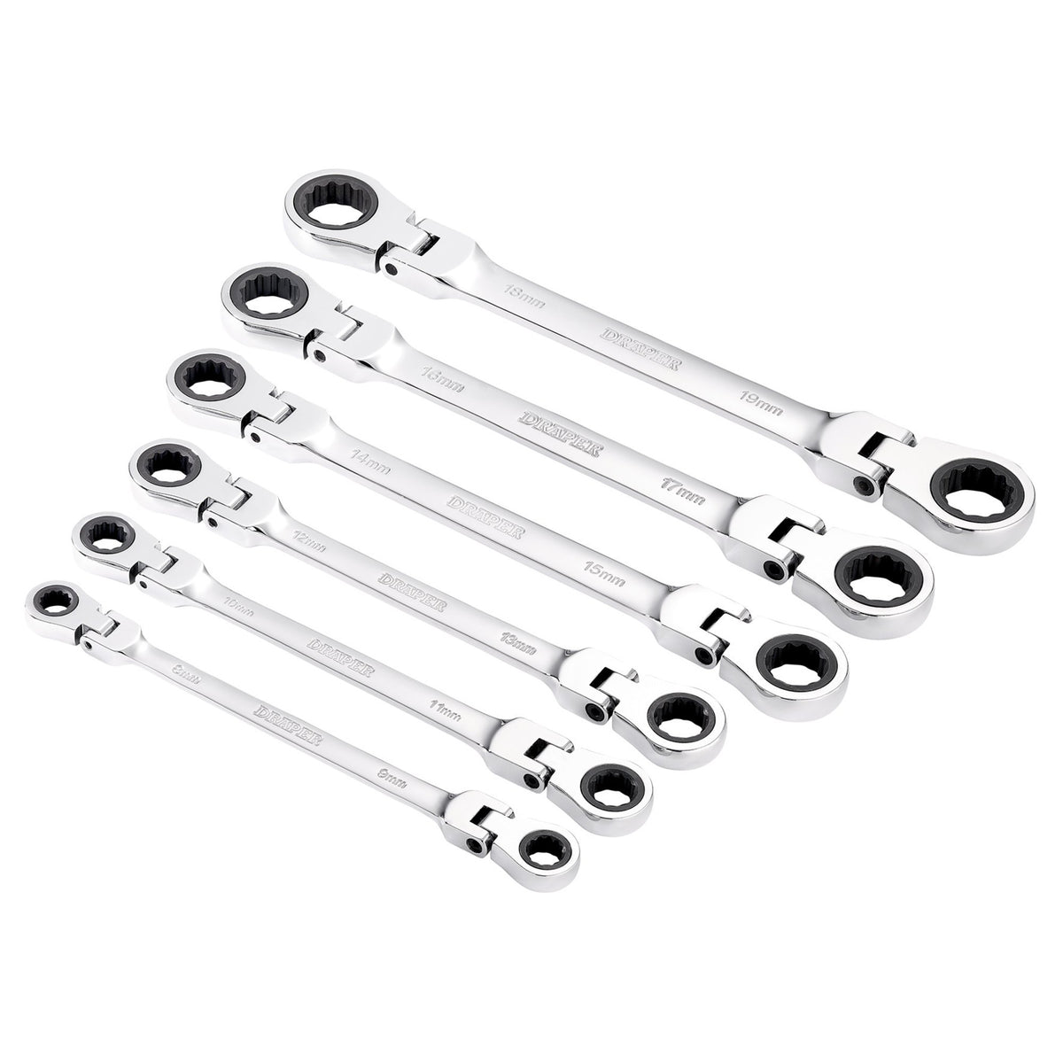 Draper-HI-TORQ®-Metric-Flexible-Head-Double-Ring-Ratchet-Spanner-Set-(6-Piece)