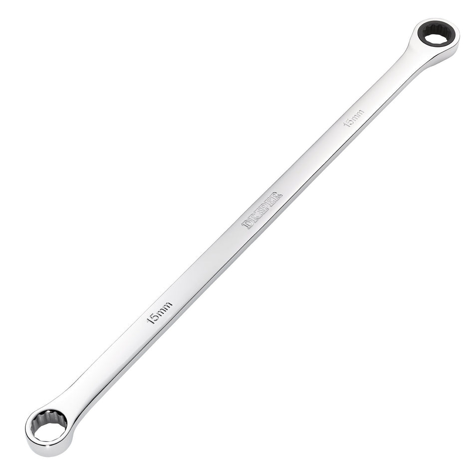 Draper-HI-TORQ®-Metric-Extra-Long-Double-Ring-Ratchet-Spanner,-15mm