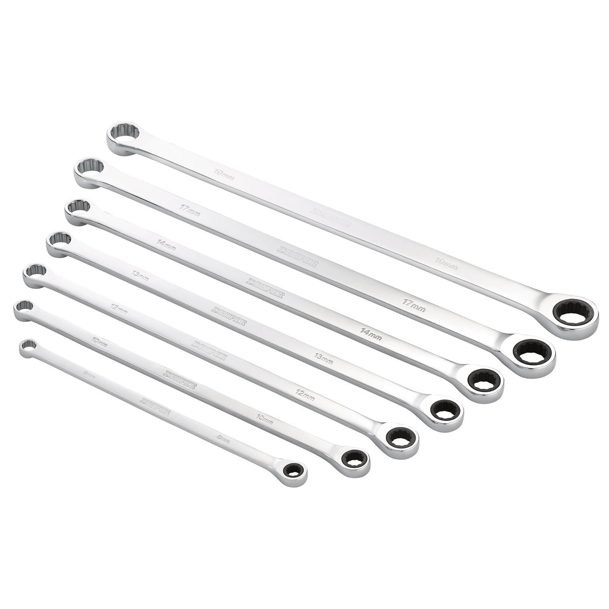 Draper-HI-TORQ®-Metric-Extra-Long-Double-Ring-Ratchet-Spanner-Set-(7-Piece)