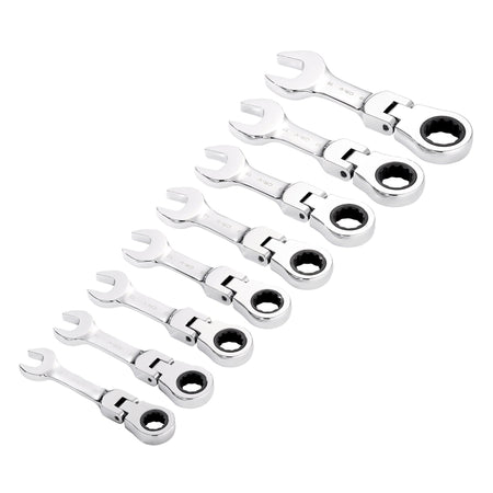 Draper-HI-TORQ®-Metric-Stubby-Flexible-Head-Ratchet-Combination-Spanner-Set-(8-Piece)