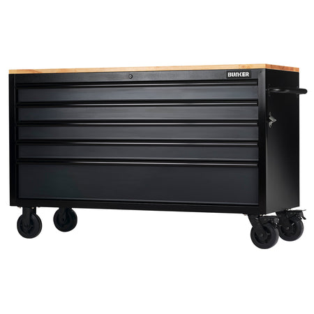 BUNKER®-5-Drawer-Workbench-Roller-Tool-Cabinet,-61",-Grey