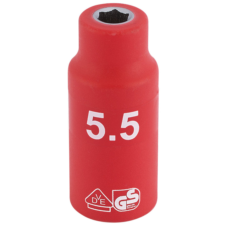 Fully-Insulated-VDE-Socket,-1/4"-Sq.-Dr.,-5.5mm