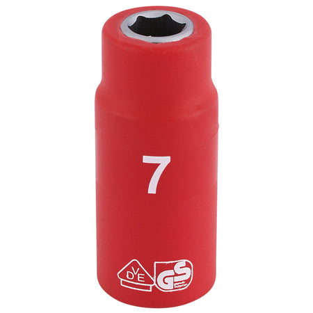 Fully-Insulated-VDE-Socket,-1/4"-Sq.-Dr.,-7mm