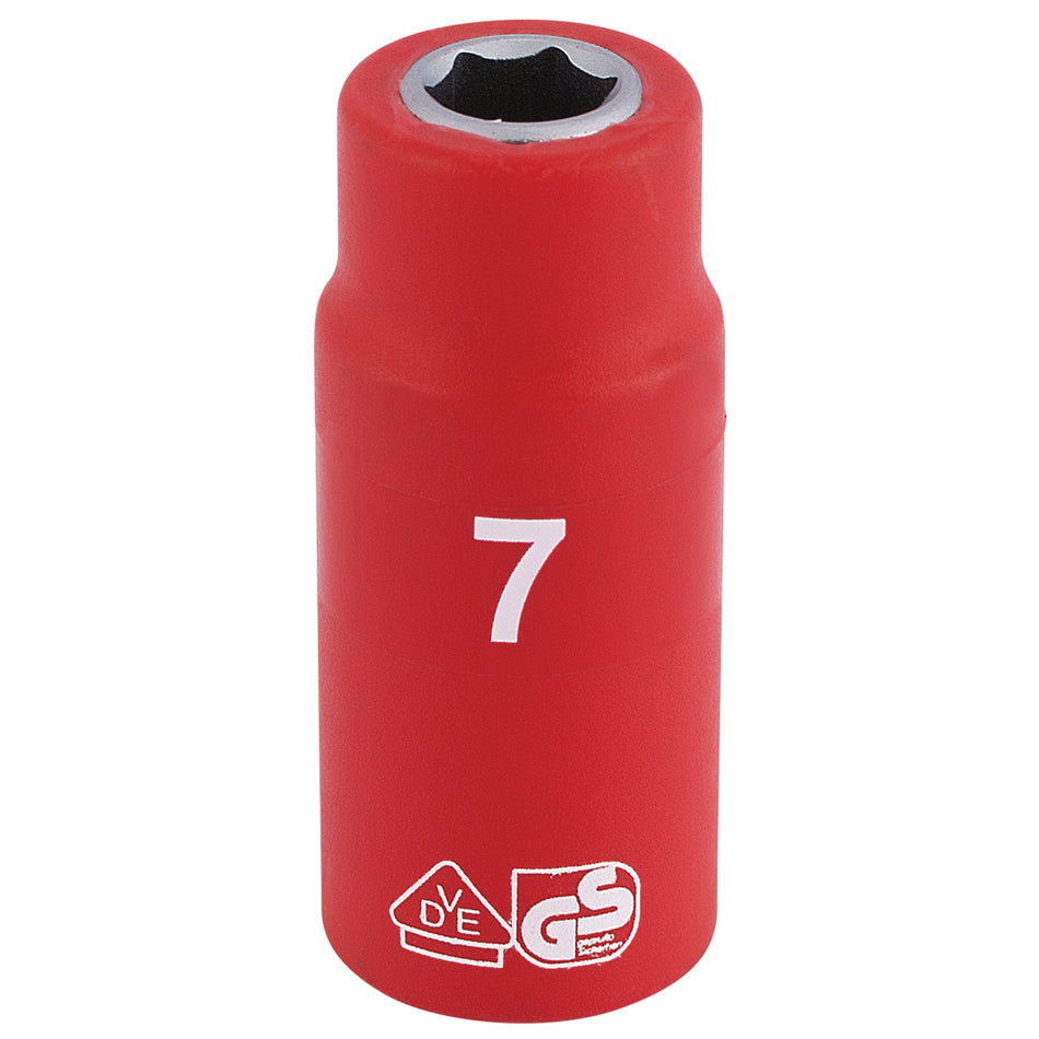 Fully-Insulated-VDE-Socket,-1/4"-Sq.-Dr.,-7mm