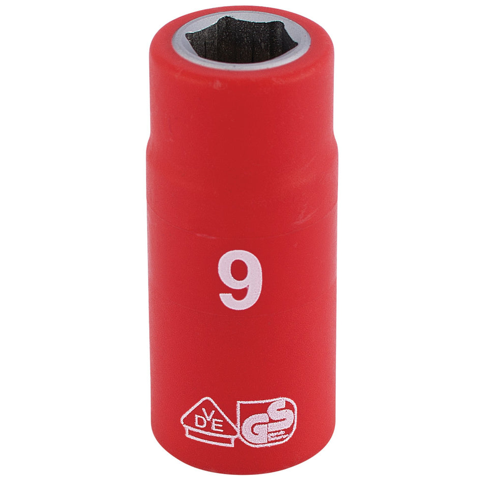 Fully-Insulated-VDE-Socket,-1/4"-Sq.-Dr.,-9mm