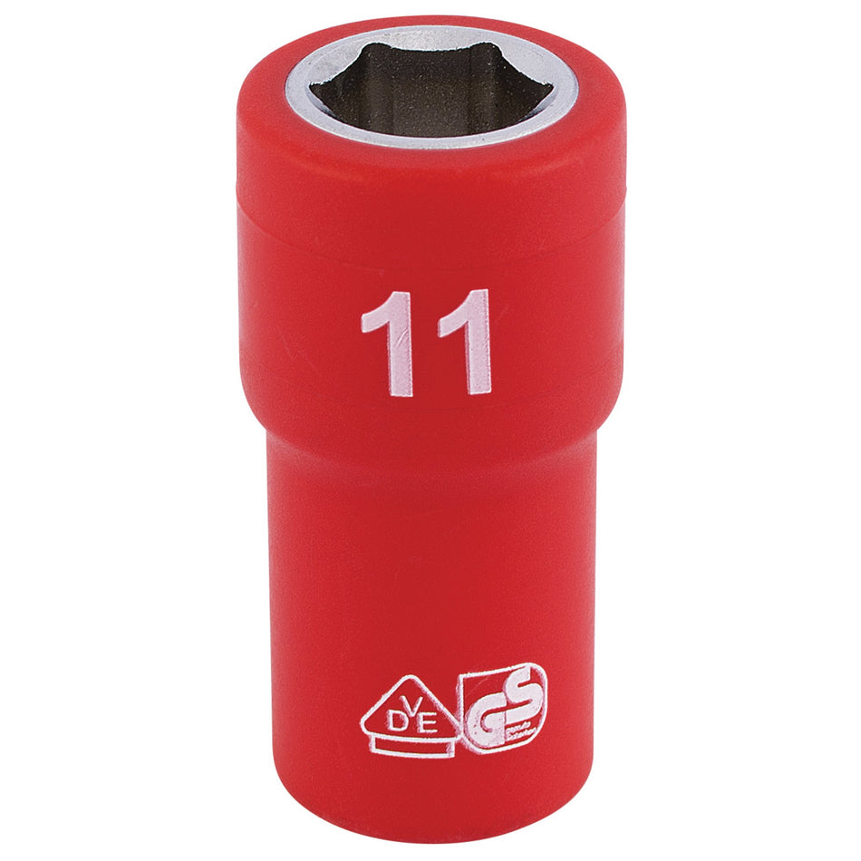 Fully-Insulated-VDE-Socket,-1/4"-Sq.-Dr.,-11mm