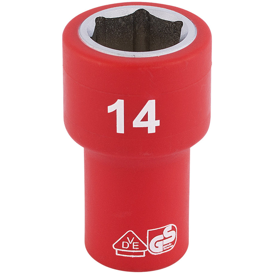 Fully-Insulated-VDE-Socket,-1/4"-Sq.-Dr.,-14mm