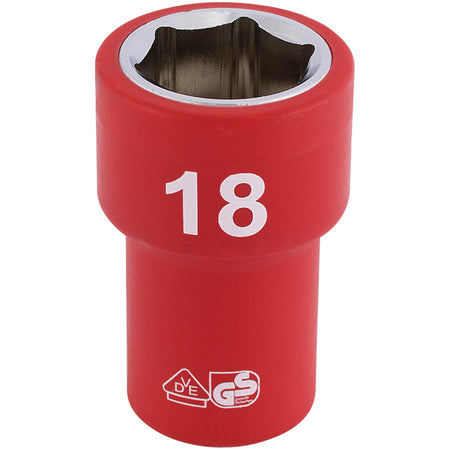 Fully-Insulated-VDE-Socket,-3/8"-Sq.-Dr.,-18mm