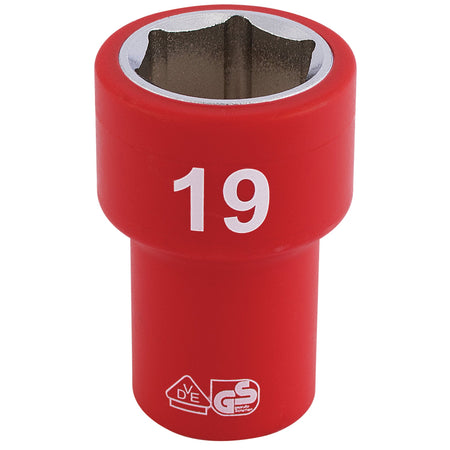 Fully-Insulated-VDE-Socket,-3/8"-Sq.-Dr.,-19mm