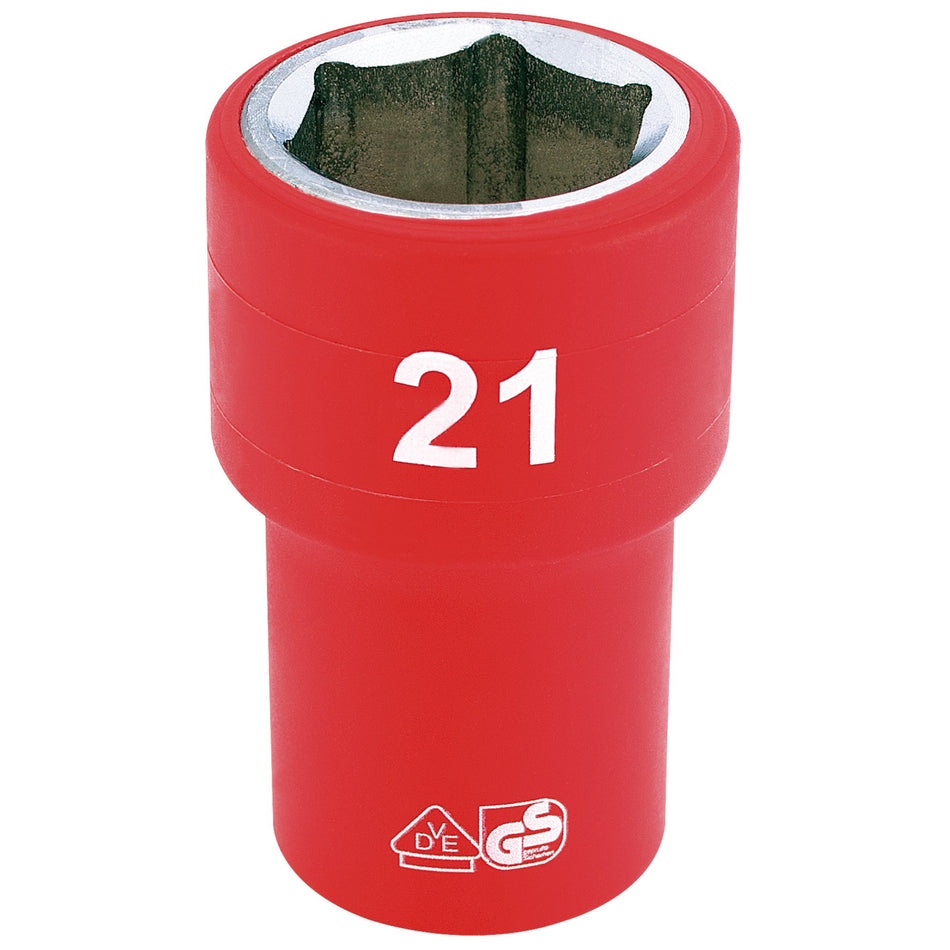 Fully-Insulated-VDE-Socket,-1/2"-Sq.-Dr.,-21mm