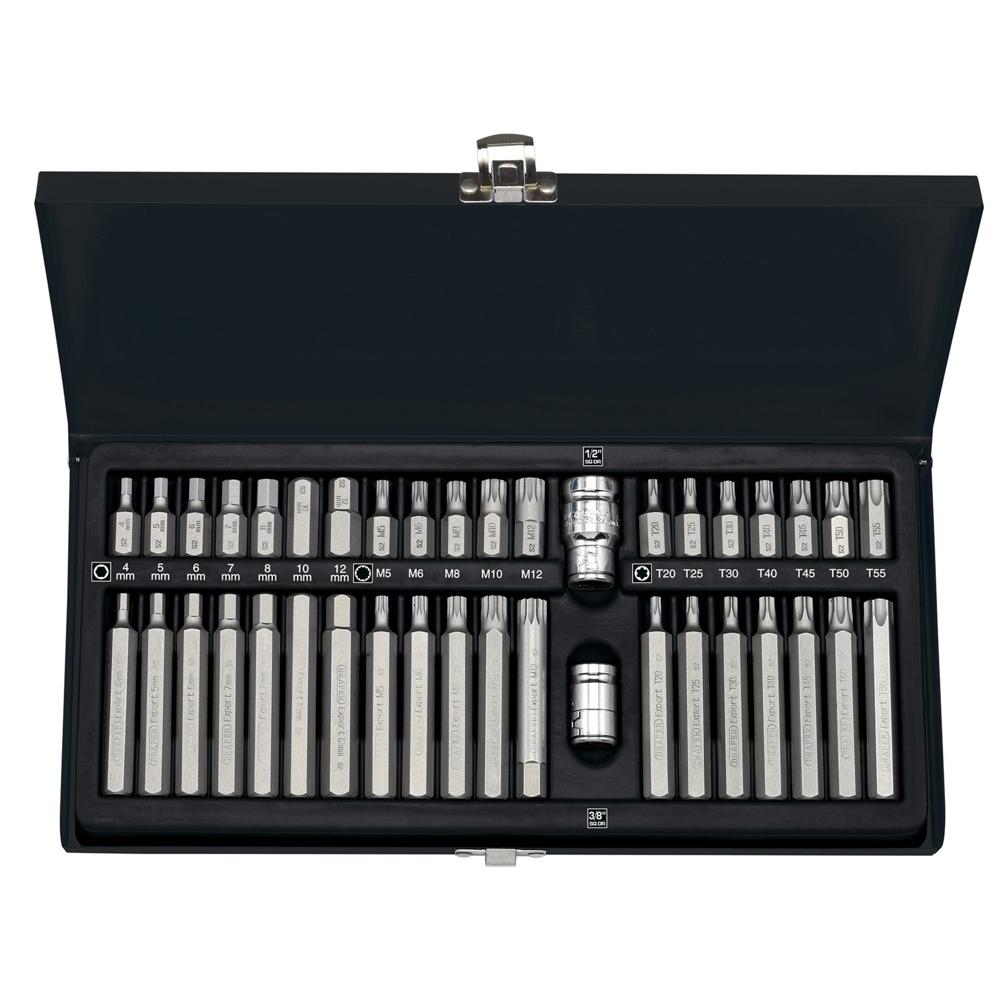 Draper-Expert-TX-STAR®-Hex.-&-Spline-Mechanics-Bit-Set,-3/8,-1/2"-Sq.-Dr.-(40-Piece)