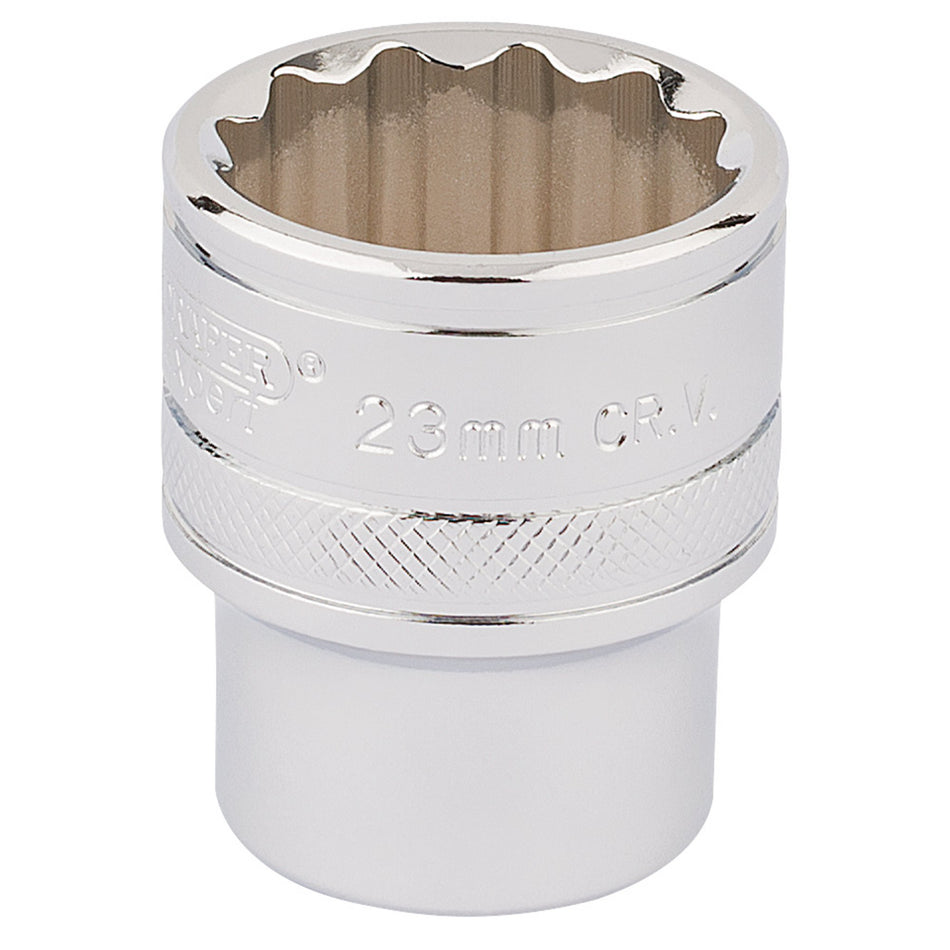 Draper-HI-TORQ®-12-Point-Socket,-1/2"-Sq.-Dr.,-23mm