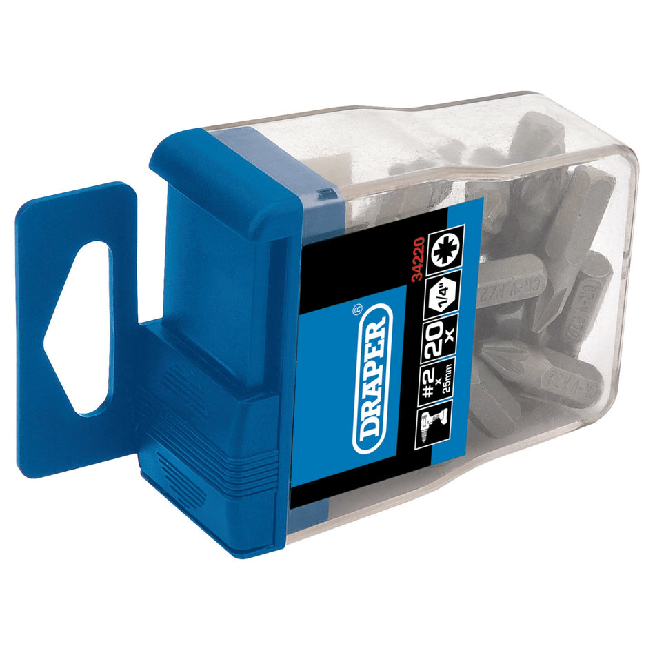 PZ-TYPE-Insert-Bits-in-Plastic-Storage-Case,-No.2-x-1/4"-(Pack-of-20)