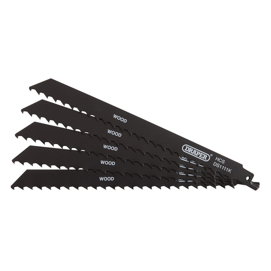 Reciprocating-Saw-Blades-for-Wood-and-Plastic-Cutting,-225mm,-3tpi-(Pack-of-5)