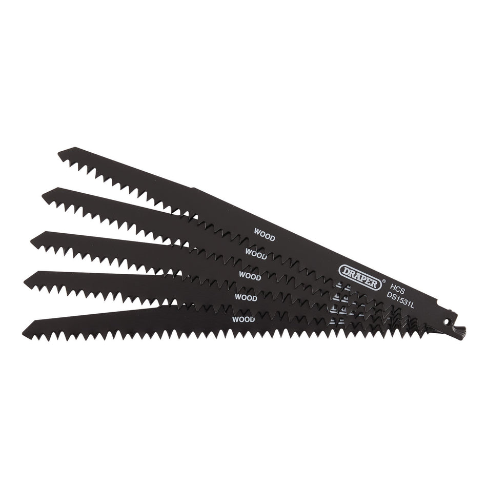 Reciprocating-Saw-Blades-for-Wood-Cutting,-240mm,-5tpi-(Pack-of-5)