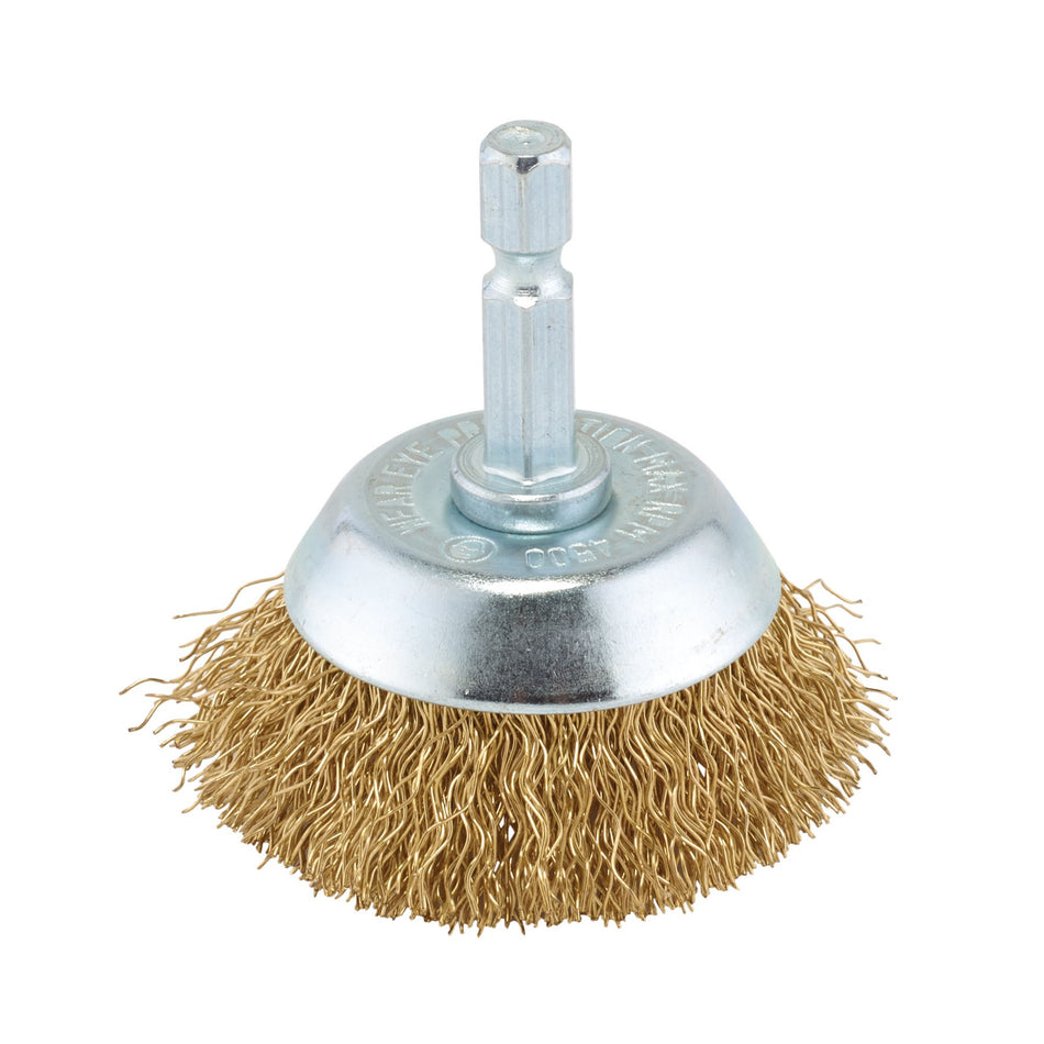 Brassed-Steel-Crimped-Wire-Cup-Brush,-40mm