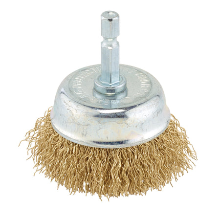 Brassed-Steel-Crimped-Wire-Cup-Brush,-50mm