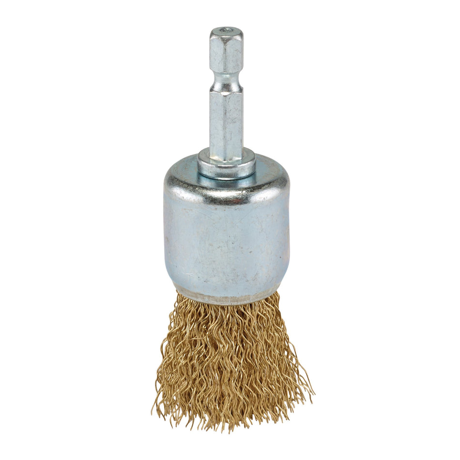 Brassed-Steel-Crimped-Wire-End-Brush,-25mm