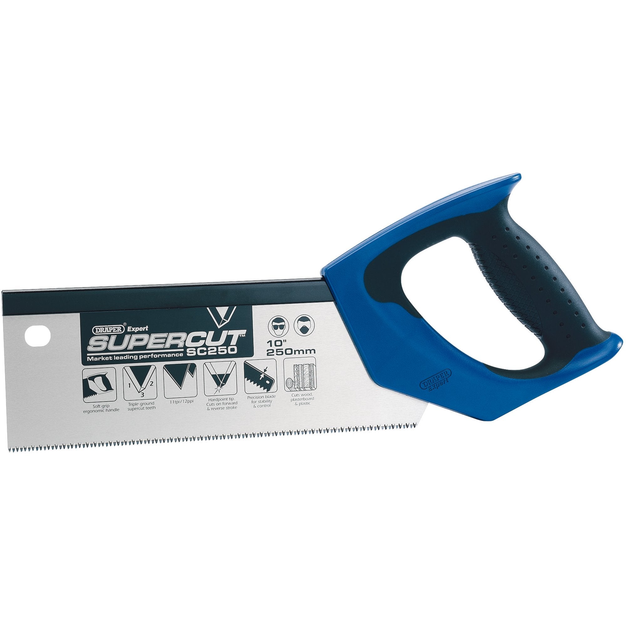 Draper-Expert-Supercut®-Soft-Grip-Hardpoint-Tenon-Saw,-250mm/10",-11tpi/12ppi