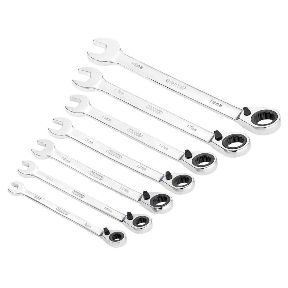 Draper-HI-TORQ®-Metric-Reversible-Ratcheting-Combination-Spanner-Set-(7-Piece)