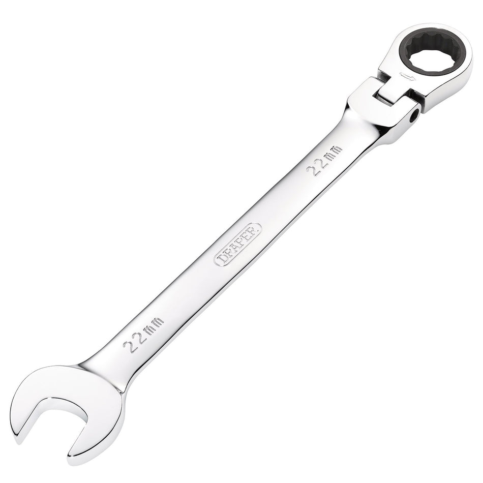 Draper-HI-TORQ®-Metric-Flexible-Head-Ratcheting-Combination-Spanner,-22mm
