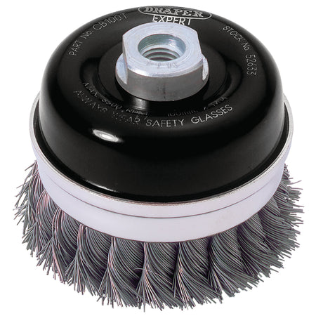 Draper-Expert-Steel-Twist-Knot-Wire-Cup-Brush,-100mm,-M14