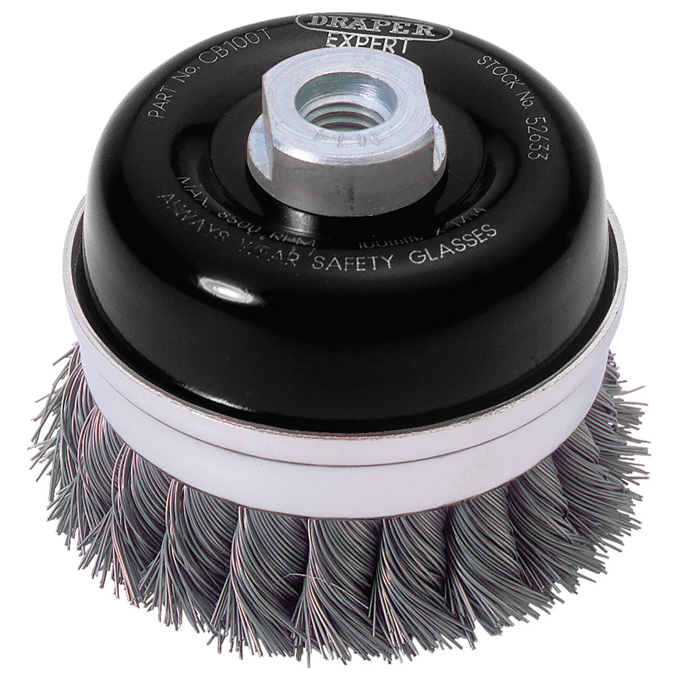 Draper-Expert-Steel-Twist-Knot-Wire-Cup-Brush,-100mm,-M14