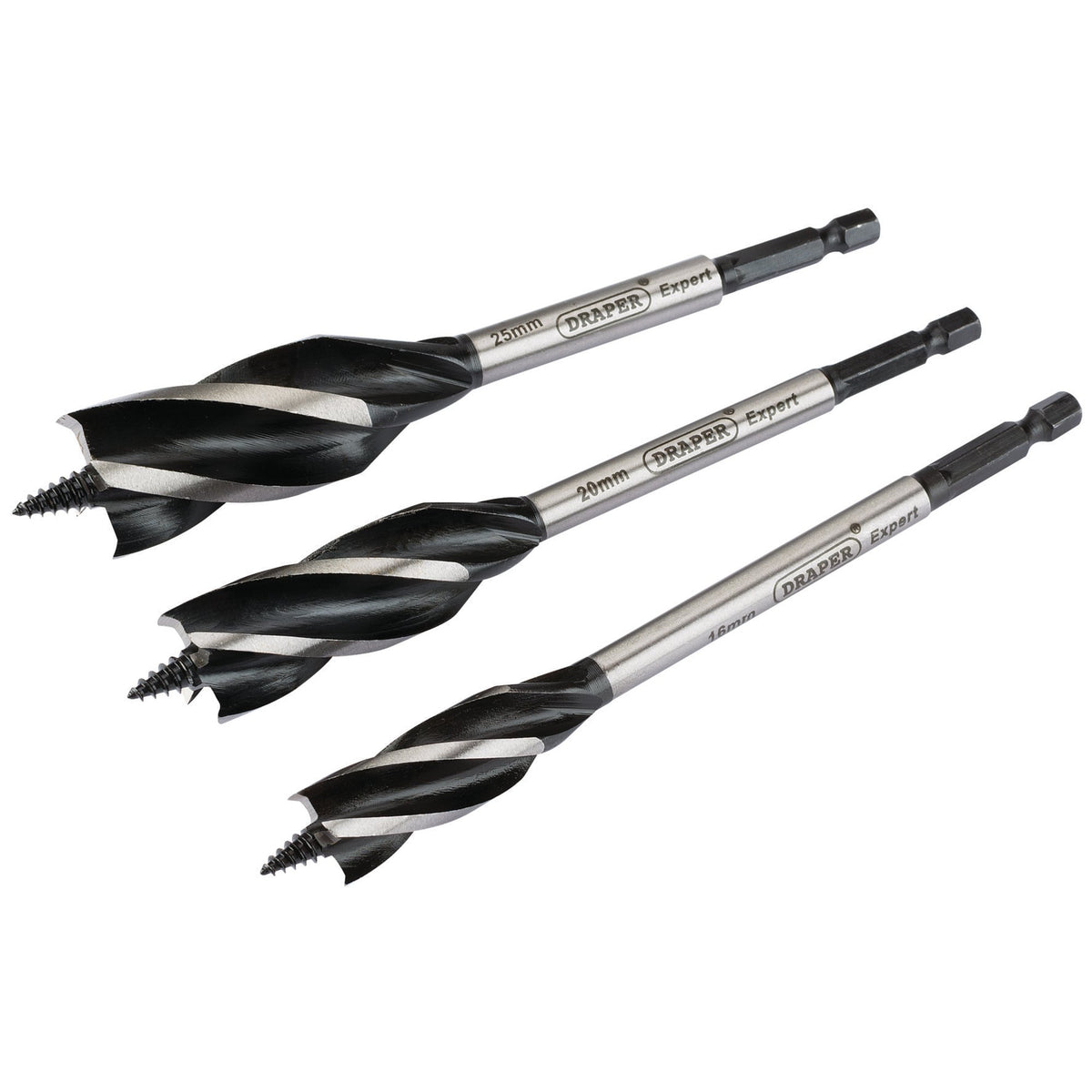 Draper-Expert-4-Fluted-Auger-Bit-Set,-165mm-(3-Piece)