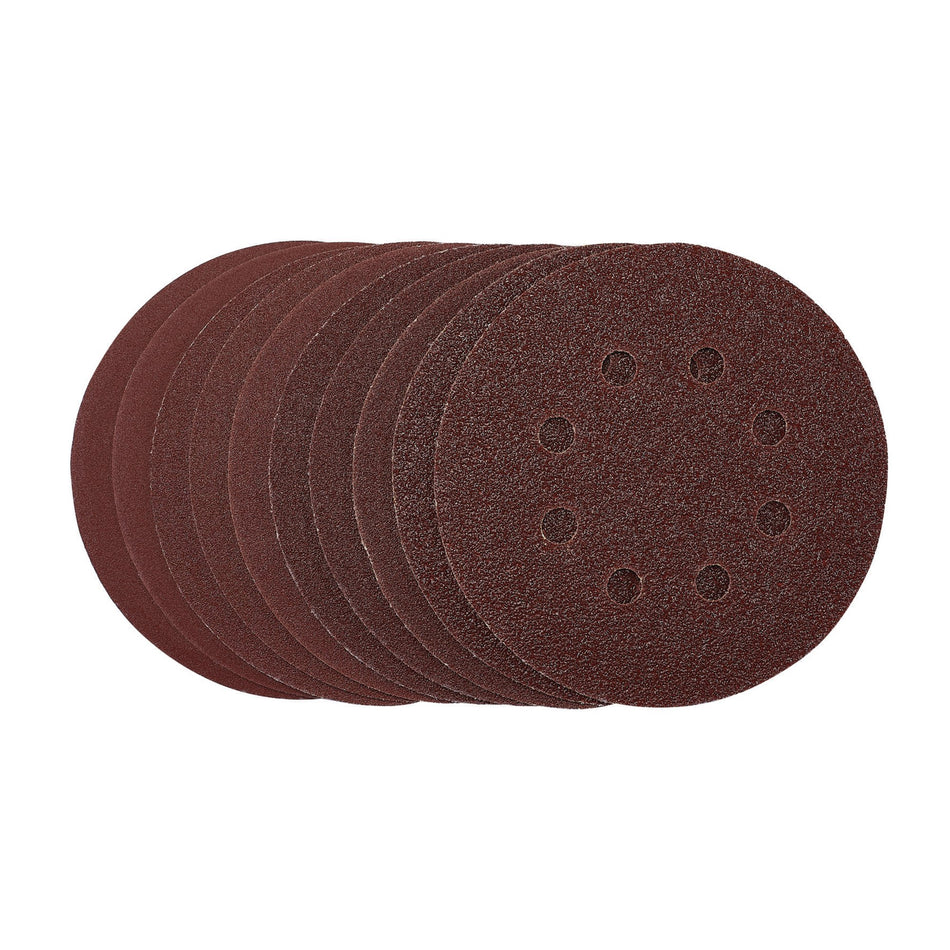 Punched-Sanding-Discs,-125mm,-Hook-&-Loop,-Assorted-Grit,-(Pack-of-10)