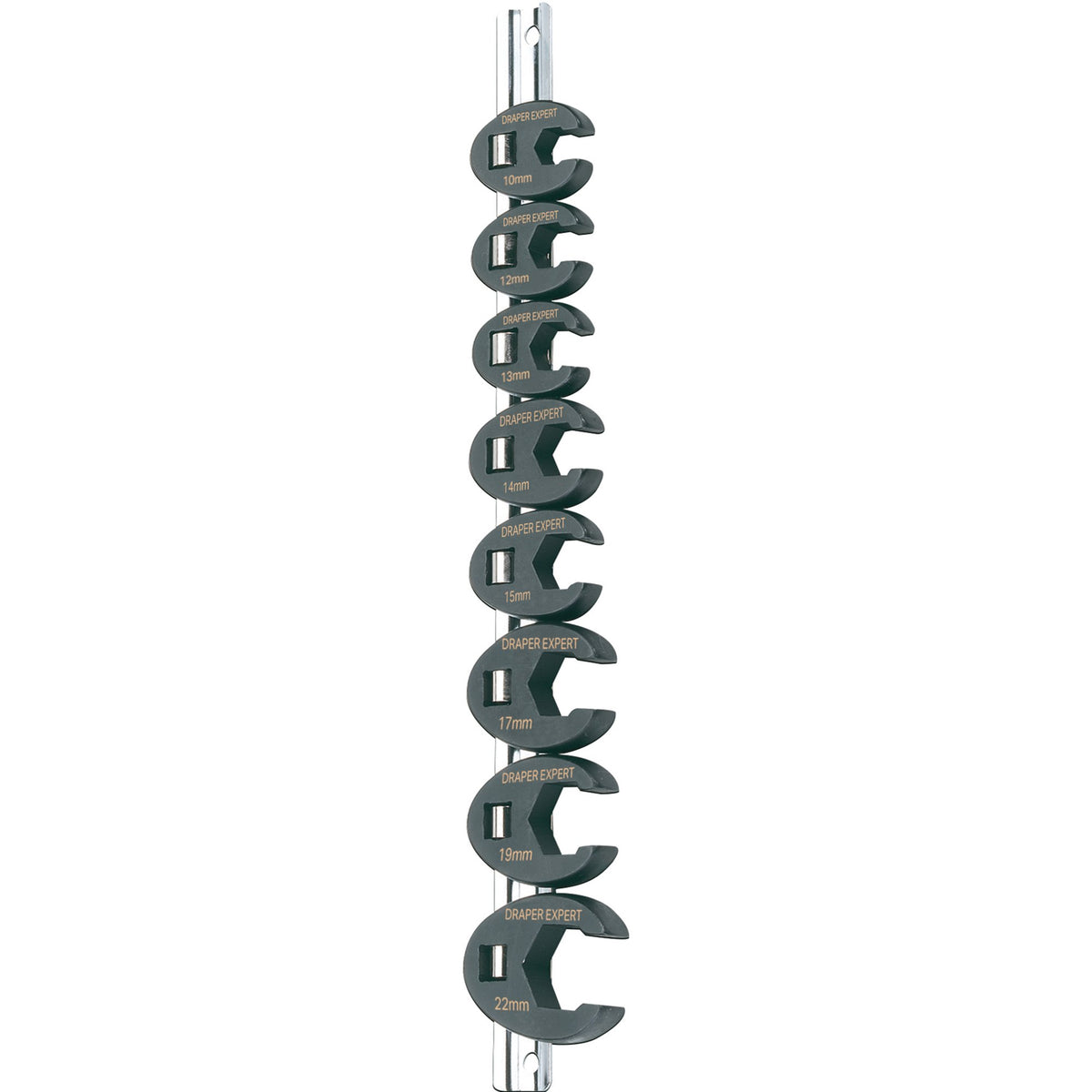 Metric-Crow-Foot-Spanner-Set-on-a-Metal-Rail,-3/8"-Sq.-Dr.-(8-Piece)