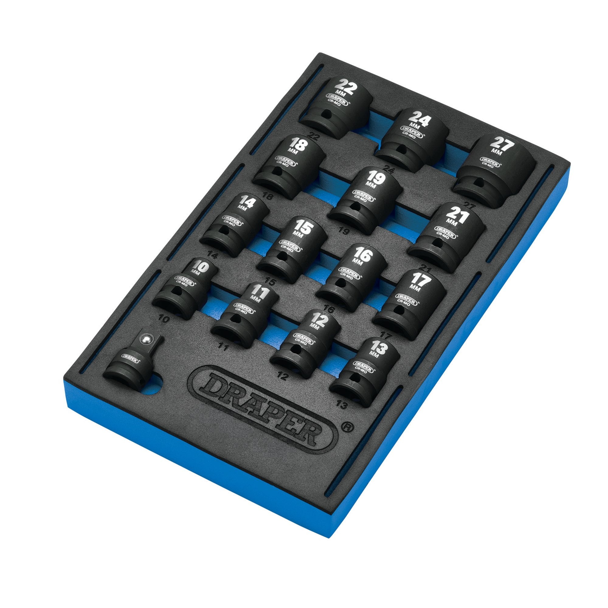 Draper-HI-TORQ®-Metric-Impact-Socket-Set-in-EVA-Drawer-Insert-Tray,-1/2"-Sq.-Dr.-(15-Piece)