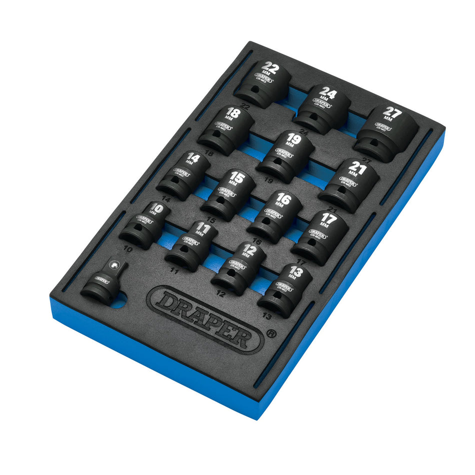 Draper-HI-TORQ®-Metric-Impact-Socket-Set-in-EVA-Drawer-Insert-Tray,-1/2"-Sq.-Dr.-(15-Piece)