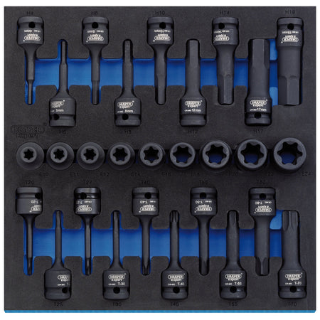 Draper-Expert-TX-STAR®-Impact-&-Hex-Socket-Set-in-1/2-Drawer-EVA-Insert-Tray,-1/2"-Sq.-Dr.-(28-Piece)