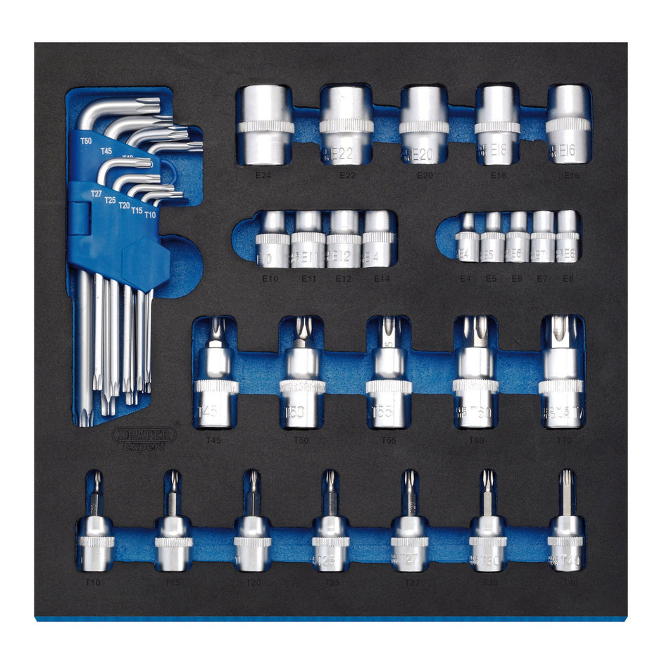 Draper-Expert-TX-STAR®-Screwdriver-Insert-Bits-and-Keys-in-1/2-Drawer-EVA-Insert-Tray-(35-Piece)