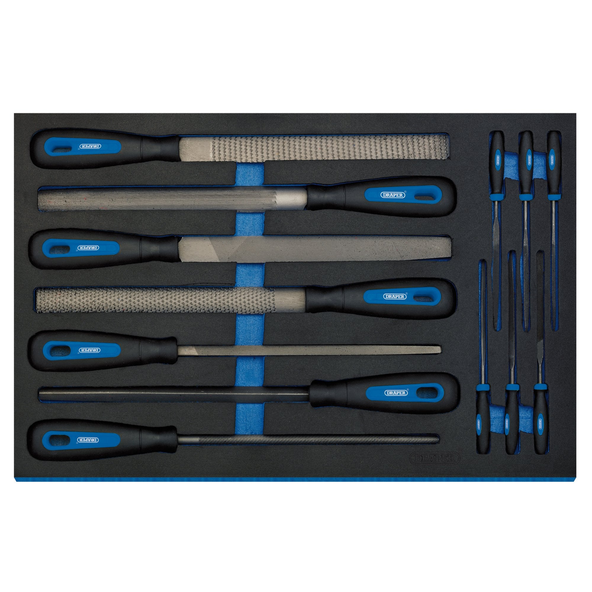 Hand-File-Set-in-3/4-Drawer-EVA-Insert-Tray-(13-Piece)