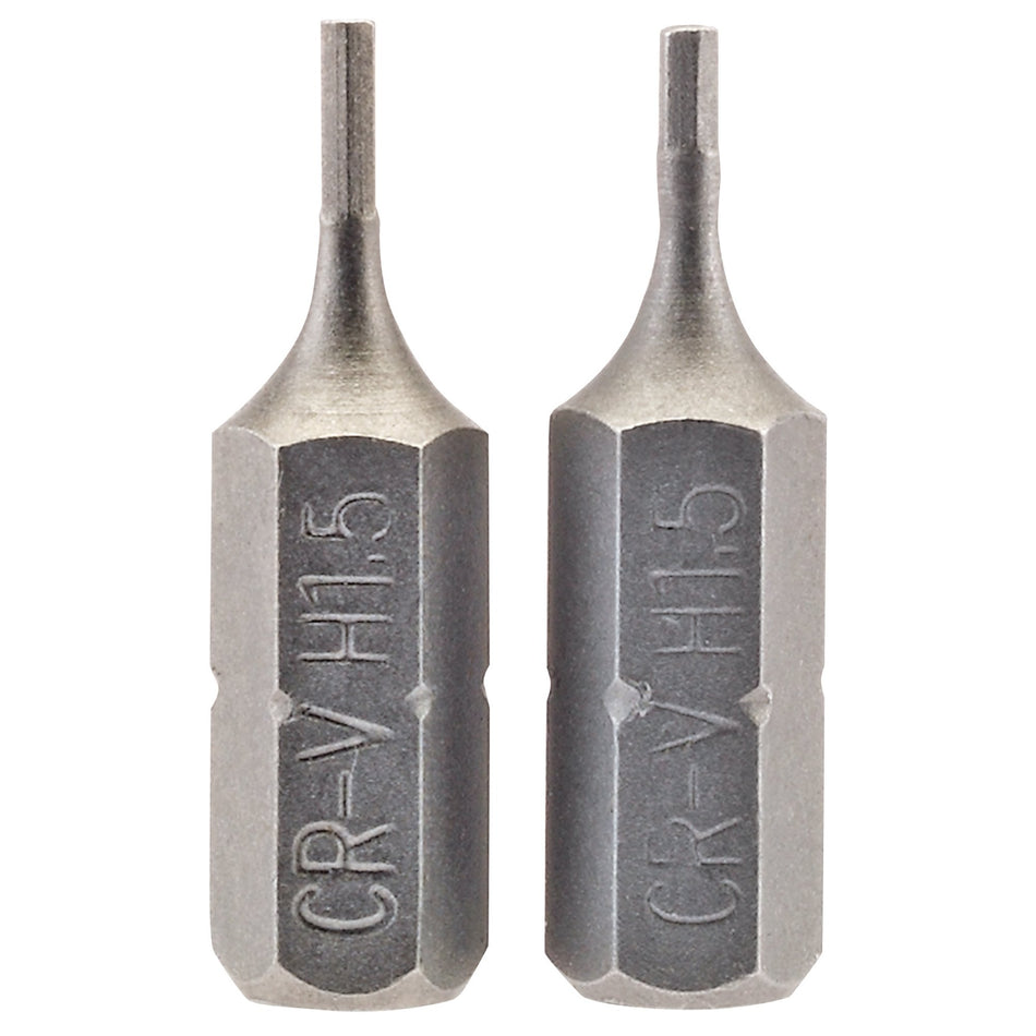 Hexagonal-Insert-Bit,-1.5mm,-1/4"-Hex,-25mm-Long-(Pack-of-2)