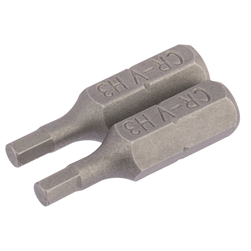 Hexagonal-Insert-Bit,-3mm,-1/4"-Hex,-25mm-Long-(Pack-of-2)