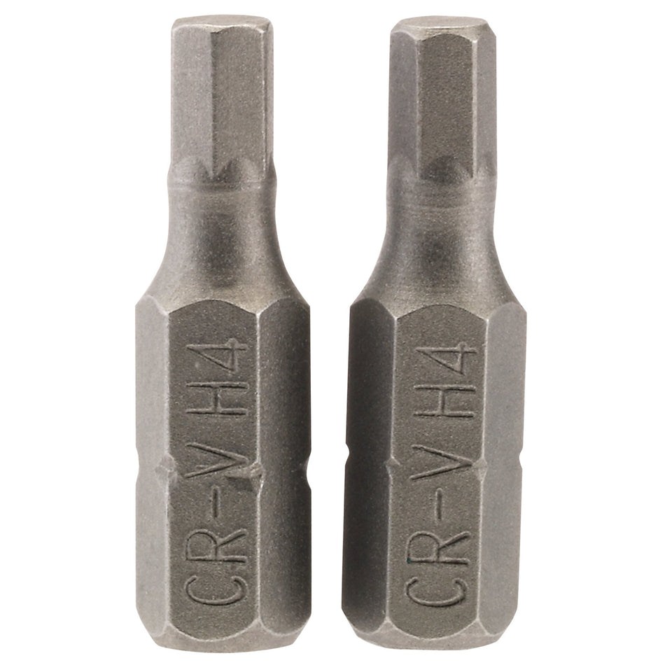 Hexagonal-Insert-Bit,-4mm,-1/4"-Hex,-25mm-Long-(Pack-of-2)